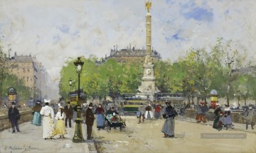 Place de Chatelet Eugene Galien Parisien Peinture à l'huile